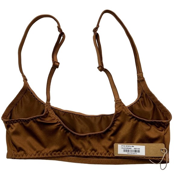 SKIMS Stretch Satin Scoop Neck Bralette Lot of 2 Armor Bronze XXS - Picture 7 of 12